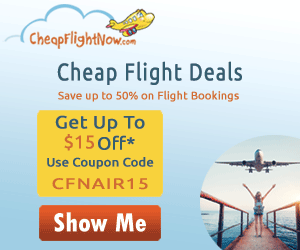 Get up to $15 Off* on Flight deals use coupon code CFNAIR15. Book Now!